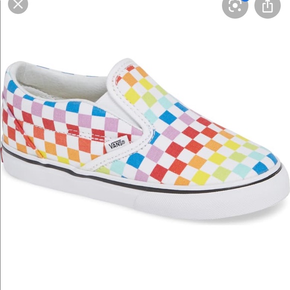 rainbow checkerboard vans kids